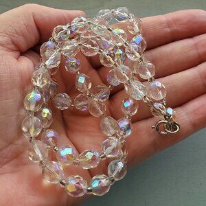 White Iridescent Beaded Necklace